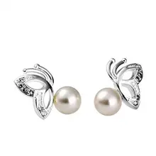 Free Delivery 925 Sterling Silver Earrings,White pearl butterfly earrings,925 Sterling Silver Earrings wholesale jewellery E173