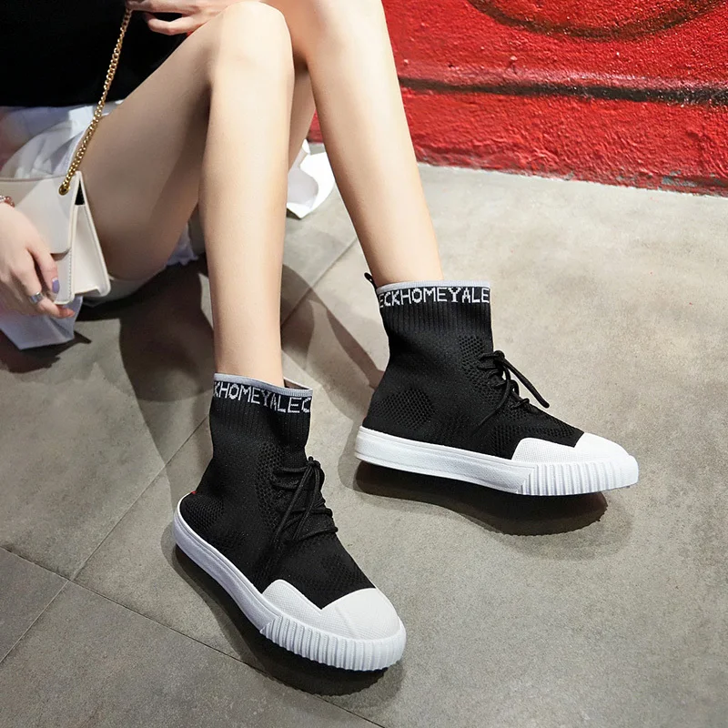 

Summer Sneakers Women Vulcanized Shoes Sock High Top Trainers Breathable Tenis Feminino Casual Shoes Ladies Chaussures Femme