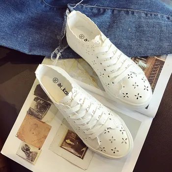 

woman white shoes Summer hollow cut out Air-permeable Net Shoes sneakers Female Student's Korean Version Leisure Slacker Shoes