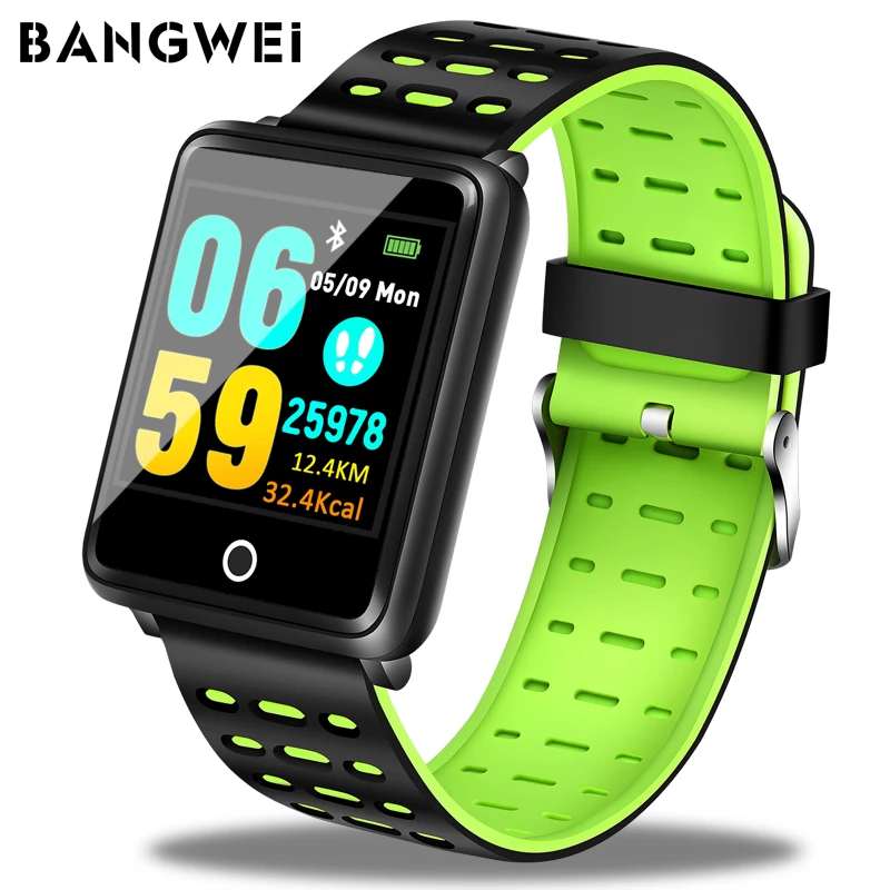 

BANGWEI Smart Men Waterproof Sports Watch Blood Pressure Heart Rate Monitoring Pedometer Information Reminder Relogio masculino