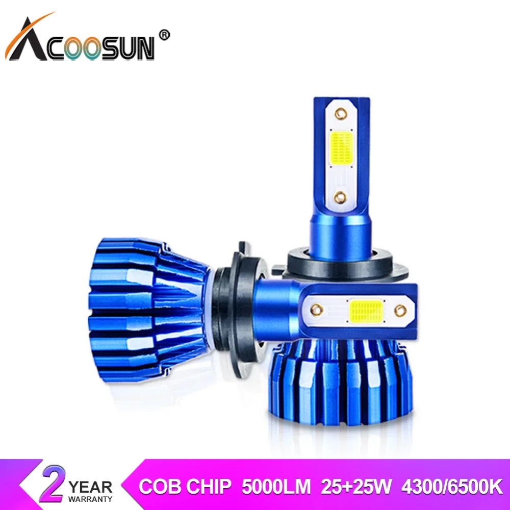 AcooSun светодиодный H7 H4 фар автомобиля luces para Авто bombillas 12V 24V 6500K H1 H3 9006 9005 9012 automovil без