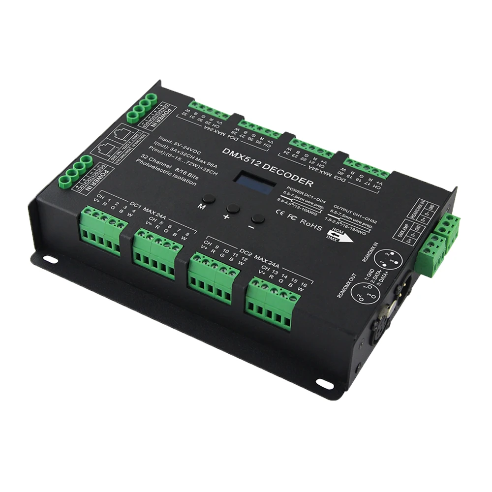 Новый BC-632 32CH DMX-PWM декодер; DC5-24V вход; 3A * 32CH Max 96A 2304 Вт выход RGB/RGBW контроллер полосы преобразователь постоянного напряжения