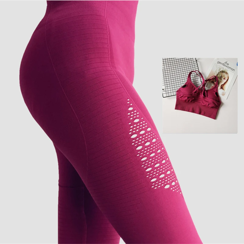 Red Suit A Комплект из 2 предметов для йоги для женщин, спортивный бюстгальтер для спортзала, леггинсы для занятий спортом, бесшовное для тренировки - Цвет: Red Suit A