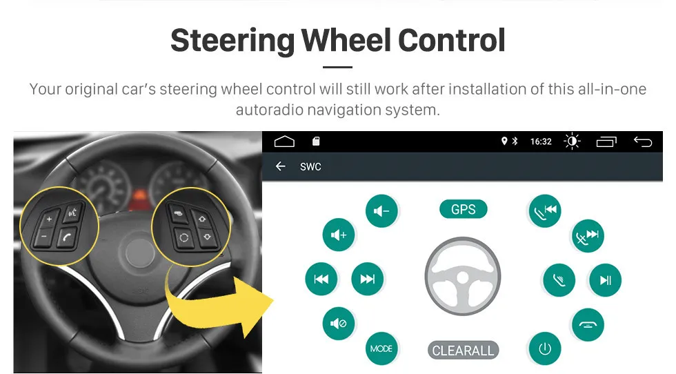 Seicane Android 8,1 " Универсальный мультимедийный плеер радио с Bluetooth и GPS для Chrysler 300 м PT Cruiser JEEP Wrangler Dodge ram 2500
