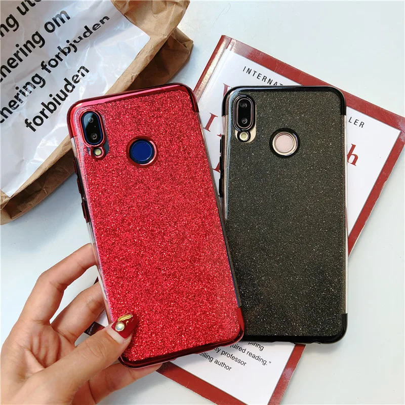 

Luxury Glitter Bling Case For Huawei P30 Lite P20 Pro P10 Nova 4 3 Mate 20 10 Honor 9 7X 8X 7A 7C Cover Silicone TPU 2 in 1 Case