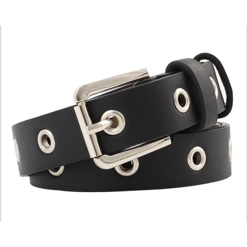 

2018 fashion Belts for Women Grommet Duo euramerican style designer pu Leather strap for ladies jeans accessories