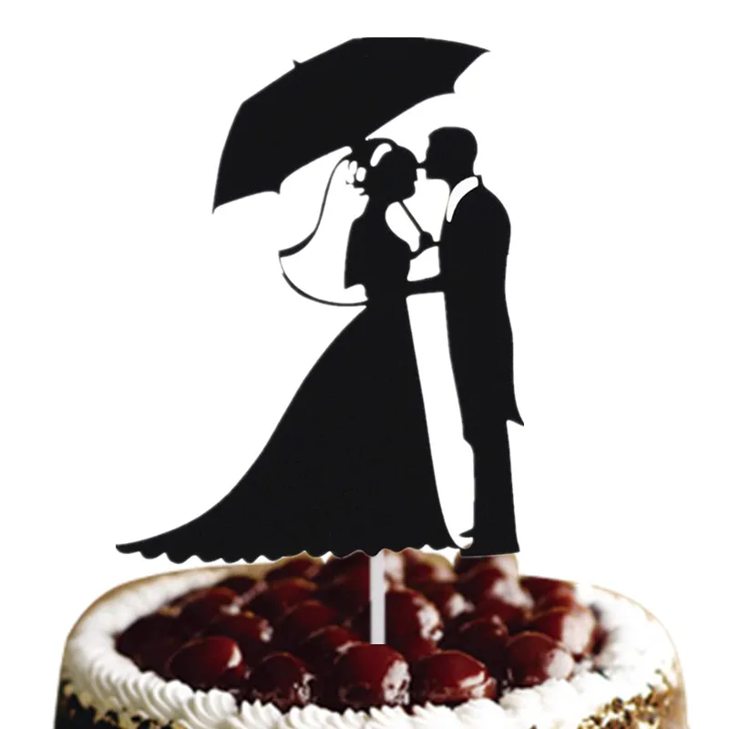 

1pc Umbrella Bride Groom Cake Flags Mr & Mrs Cake Topper Wedding Anniversary Party Cake Baking Decoration Customised Supplies