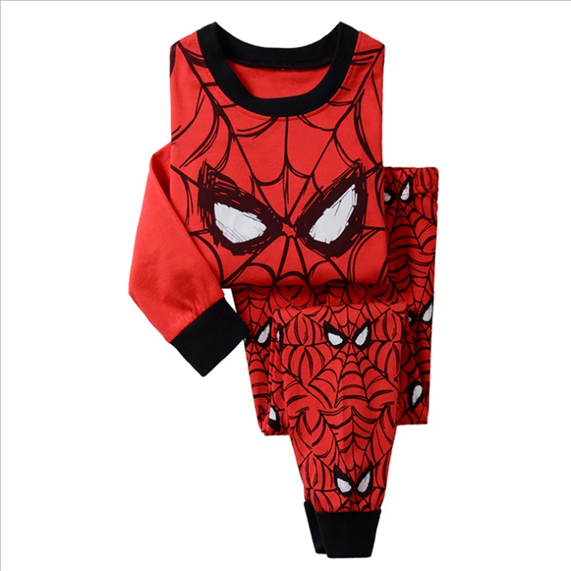 Пижамный костюм «супергерой» для маленьких мальчиков от 2 до 8 лет, костюм для сна для детей, одежда для мальчиков «Человек-паук», 2 предмета, одежда с длинными рукавами