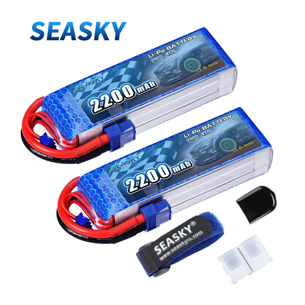 

2Pcs SEASKY LiPo Battery 11.1V 2200mAh 3S 45C with XT60 T Plug for RC DJI F450 Quadcopter RC Helicopter Airplane Hobby Drone FPV