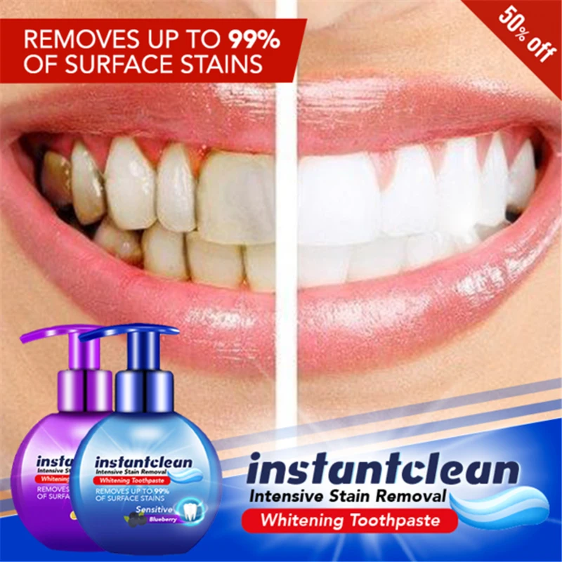 

Instant Clean Intensive Stain Removal Whitening Toothpaste Viaty Baking Soda Blueberry Flavor Toothpaste Prevent Tooth Decay