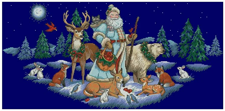 CS-1447 cross stitch kit Woodland Santa Tree Christmas Reindeer.jpg