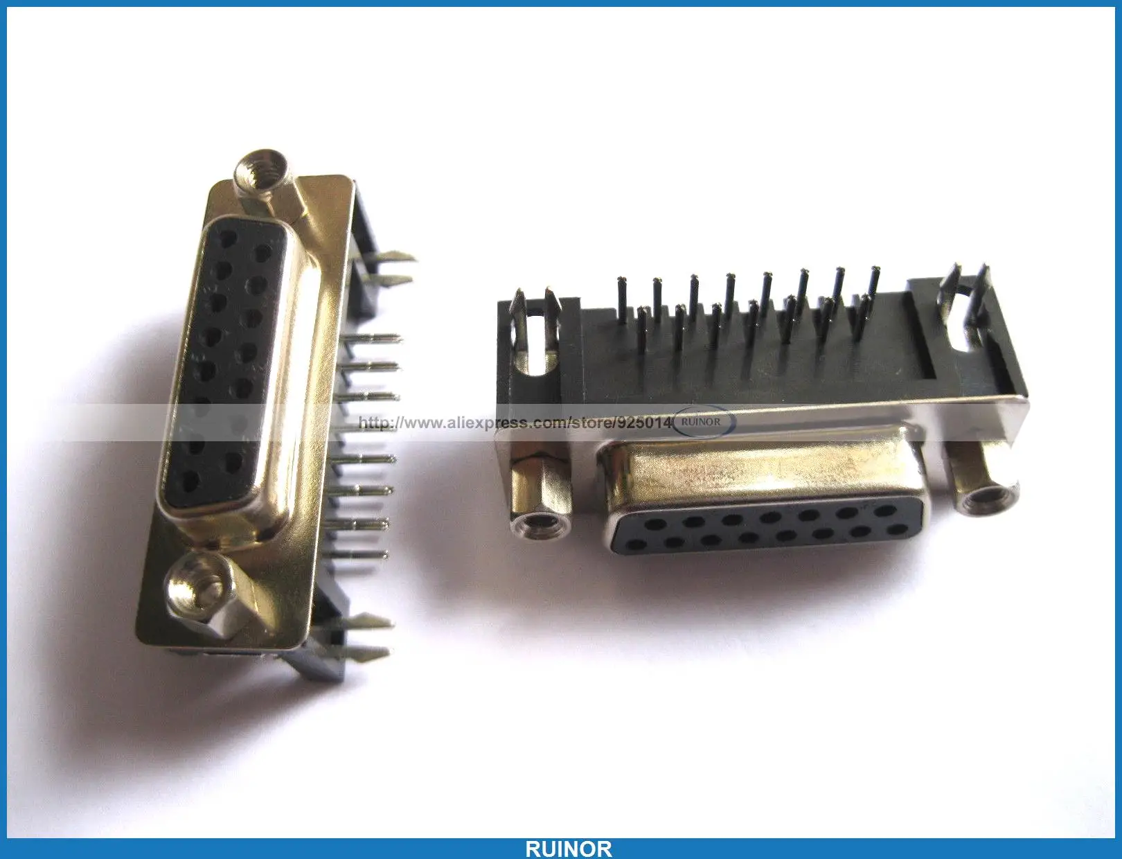 

50 Pcs D Sub 15 Pin Female Connector Right Angle 2 Rows