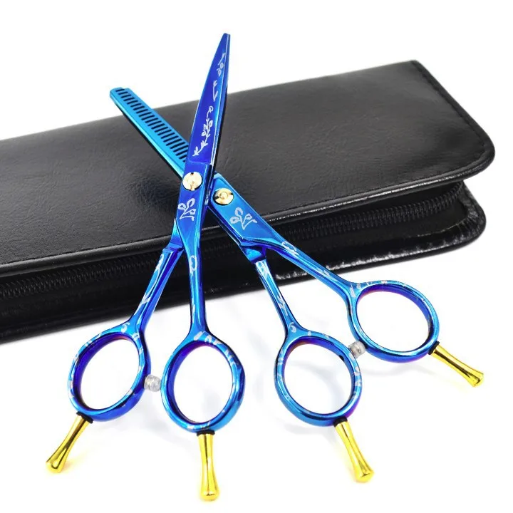 hair scissors et blue flower