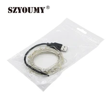 SZYOUMY, 50 шт в наборе, 5 м 50 светодиодный s 10 м 100 светодиодный s Рождественские огни DC4.5V USB Крытый Строка Светодиодный Медный провод гирляндой для украшения