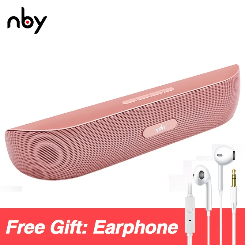 nby 008 Portable Bluetooth Speaker FM Radio 10w Wireless Hi-Fi Loudspeaker 3D Stereo Speakers Computer Bass Boombox tws AUX TF - Цвет: Pink