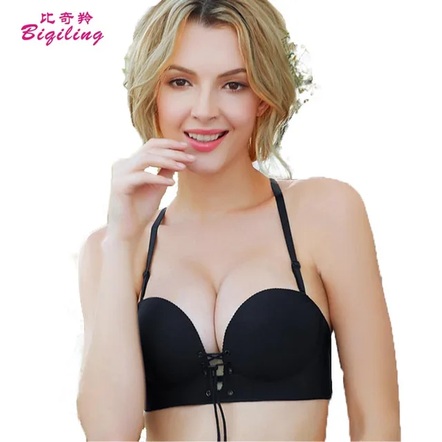Biqiling Y Women Bra Adjule Cleavage Seamless No Rims Biqiling Y Women Bra Adjule Cleavage Seamless No Rims Gather Super Push Up Pull Lb