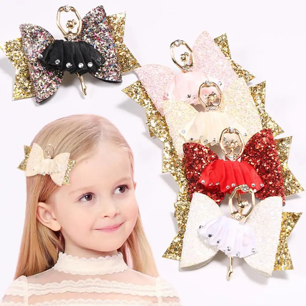 

5 Colors Glitter Bow Headwear Sparkly Hair Clip for Women Girls Ballerina Hairpin Children Kids Barrettes Hair Accessories