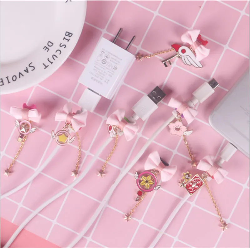

Card Captor SAKURA Sailor Moon Cosplay KINOMOTO SAKURA USB Charger Cable Winder Headphones Protective Case Saver Data Line Gifts