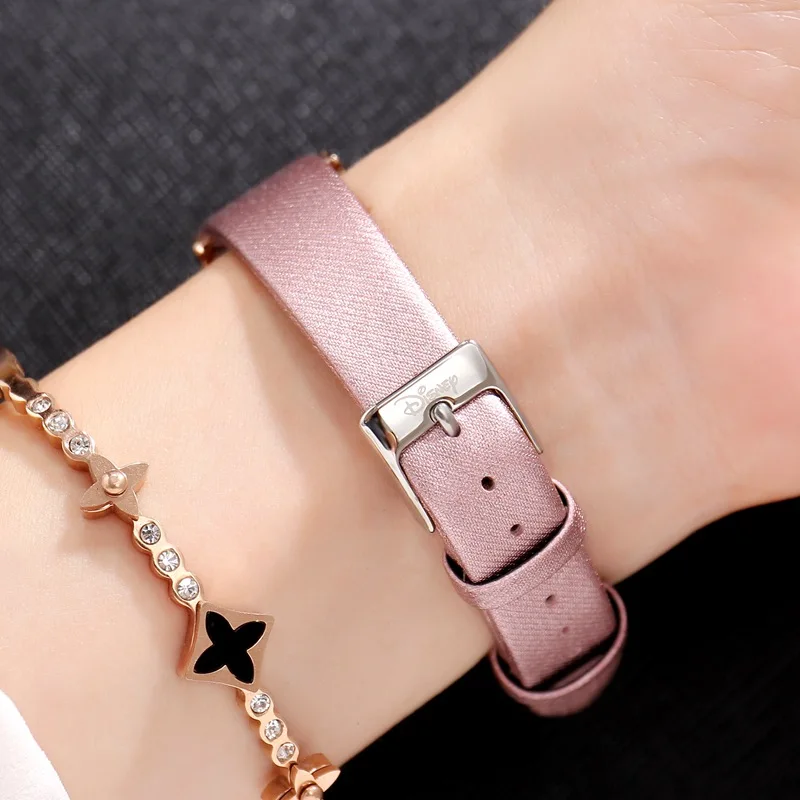 Disney Donald Duck Girl Crystal Quartz Waterproof Watch Student Leather Watches For Children With Gift Box Cartoon Kid Clock New