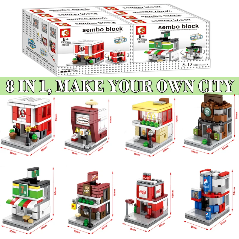 Legoing City 3DMini Store Retail Shop KFCE Mcdonald Building Blocks DIY MOC Bricks Toys for Children Compatible Legoings Figure
