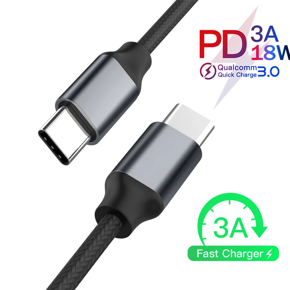 Jetjoy USB C к USB C type C кабель Male to Male 3A PD кабель для быстрой зарядки данных зарядный кабель нейлоновый плетеный провод PD 18 Вт Быстрая зарядка