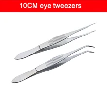 Пинцет из нержавеющей стали медицинской офтальмологической щипцы изогнутые щипцы плоский пинцет прямой голову локоть заостренным кончиком 10 см глаз пинцет