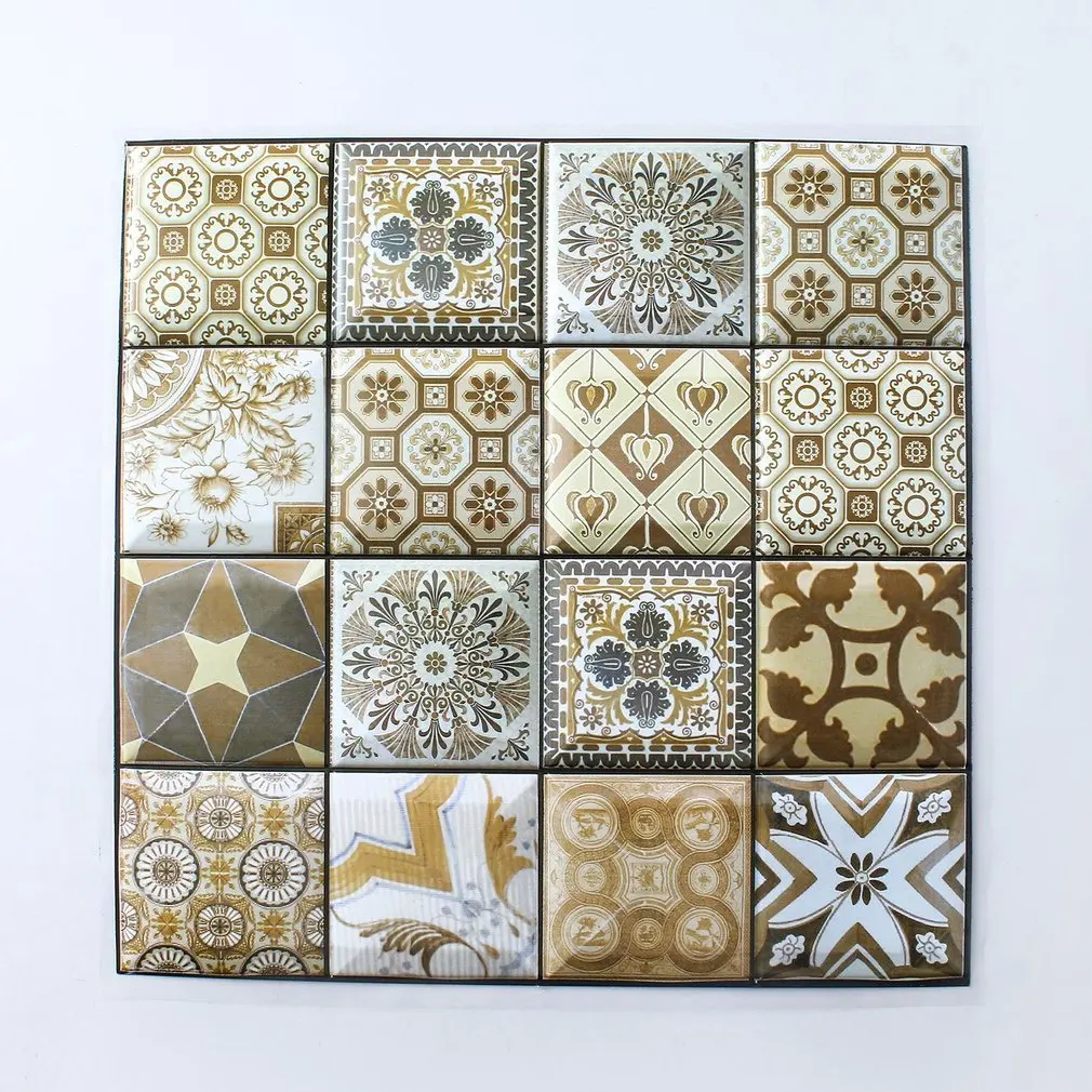 Modern 3D Style Tiles Waterproof Self-adhesive Stickers Home Bathroom Kitchen Wall Stickers Decoration
