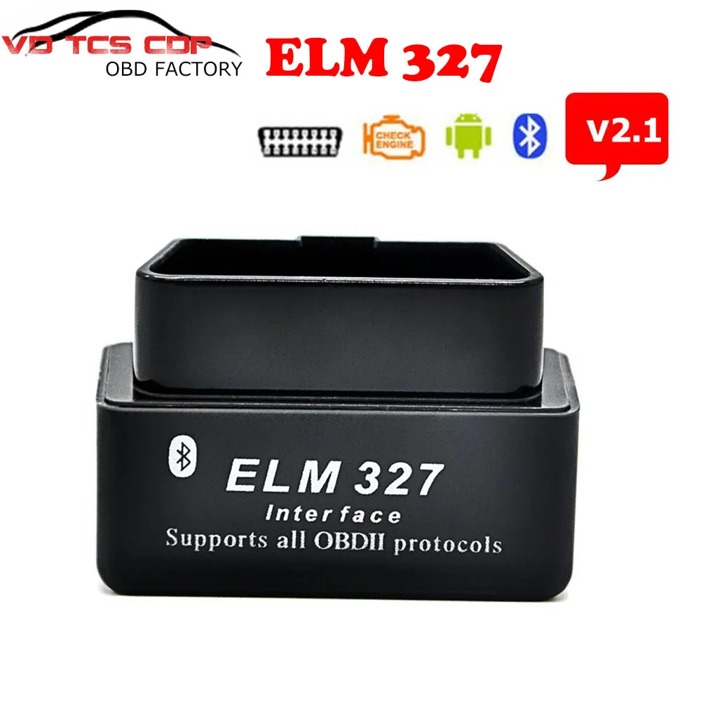 Горячая продажа черный Мини ELM327 V2.1 Bluetooth OBD II OBD2 ELM 327 для IOS/Android считыватель кодов