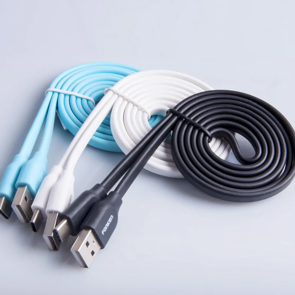 FONKEN noodles usb type-C кабель для зарядки type-C 2128AWG 3A быстрое зарядное устройство USB C шнур портативный Красочные Кабели для мобильных телефонов