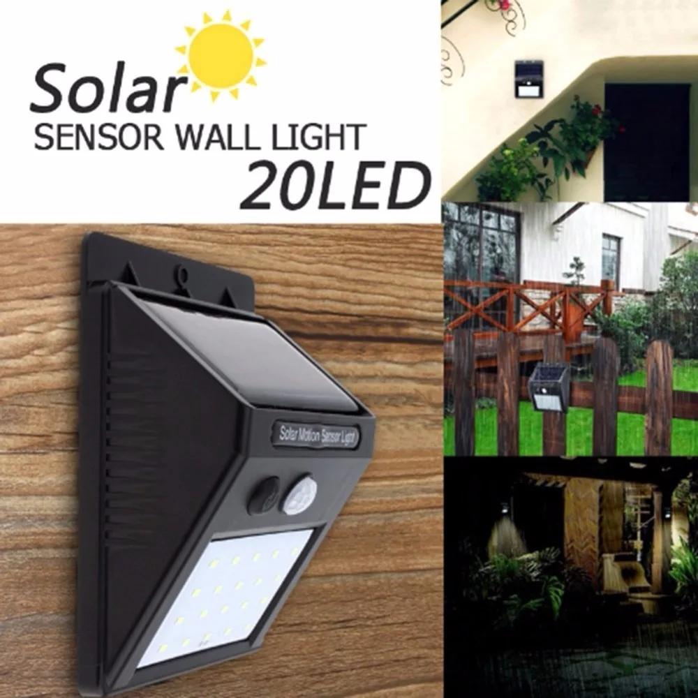 Sensor de Movimento Água ao ar Parede para Casa Luz à Prova Pacote Luzes Solares 20 Leds Night Security Dwaterproof Livre Iluminação Jardim Pátio 4 Led 4 4 pacote led luzes solares 20 leds