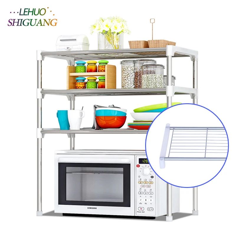 

Multilayer Kitchen Microwave oven Shelves Storage rack Rust-proof pipe Simple Assembly can be removed move Shelf furniture