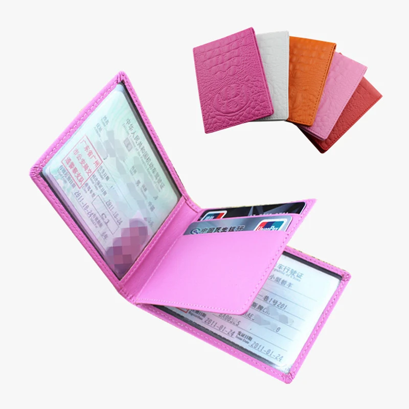 

3 Fold Card Holder Women Men Practical Solid Driving Licence Clip Pu Leather Alligator Pattern Credit ID Card Holders Unisex