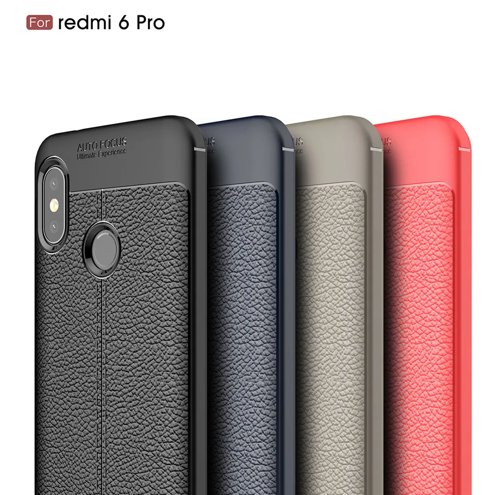 Для Xiaomi Redmi 6 6A противоударный чехол Мягкая матовая кожа Личи Текстура деловой для