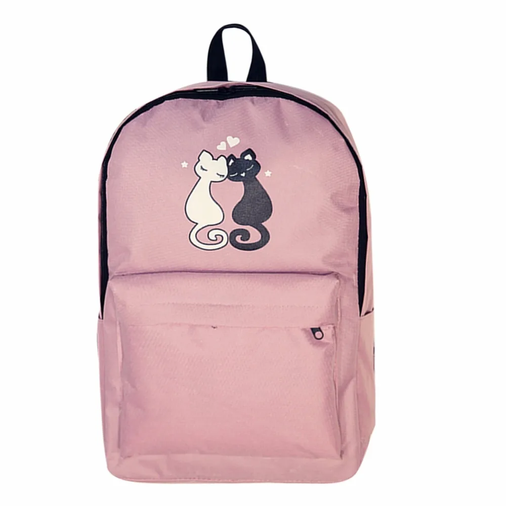 Fashion Women Backpack Waterproof Nylon Cute Cat Embroidery Mochila School bag Backpack for Teenager Girls Travel