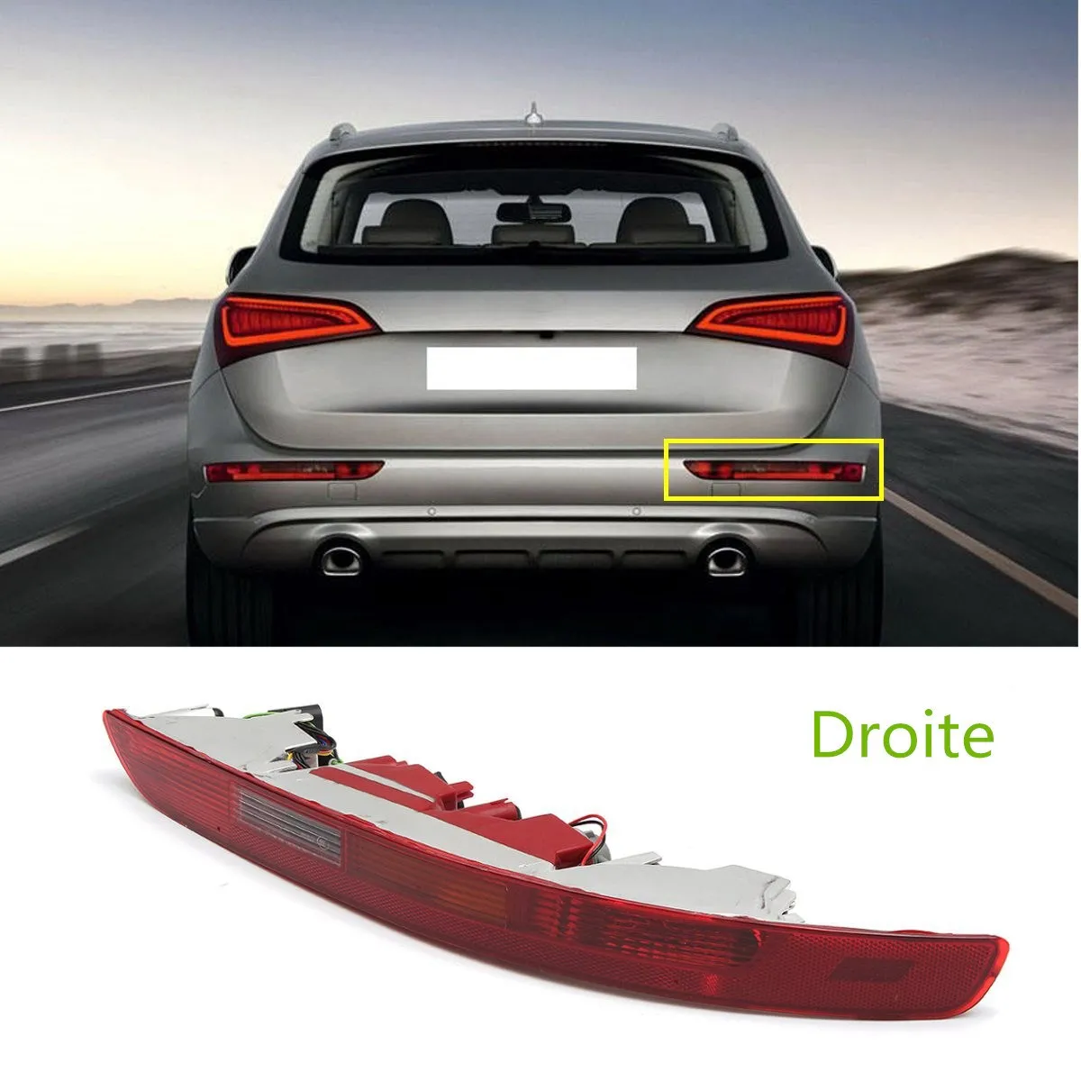

Hot Rear Right Side Reverse Stop Fog Tail Light Lamp Bumper Cover Yellow For Audi Q5 2.0T 2009-2015 #8R0945096