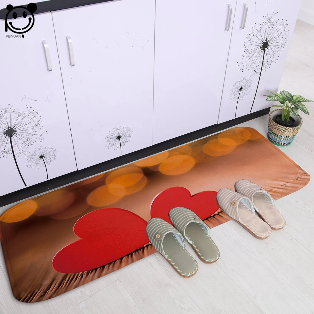 

PEIYAUN Valentine's Day Love Letter Soft Flannel Door Mat Factory Custom Made Floor Mat Carpets for Hallway Kitchen 61x183