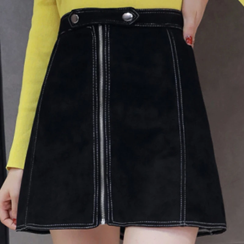 

Korean Ulzzang Office Lady High Waist Mini Skirts Spring Women Package Hip A-Line Skirts Chic Female Zipper Above Knee Skirts