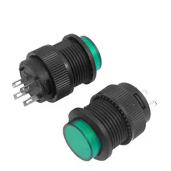 

DC 3V Green LED Lamp Panel Mount Momentary SPST Round Push Button Switch