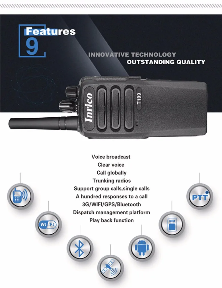 Оригинальный inrico сети общего пользования портативная рация радио Wi-Fi WCDMA GSM 3 г короба сети общего пользования Радио двухстороннее радио