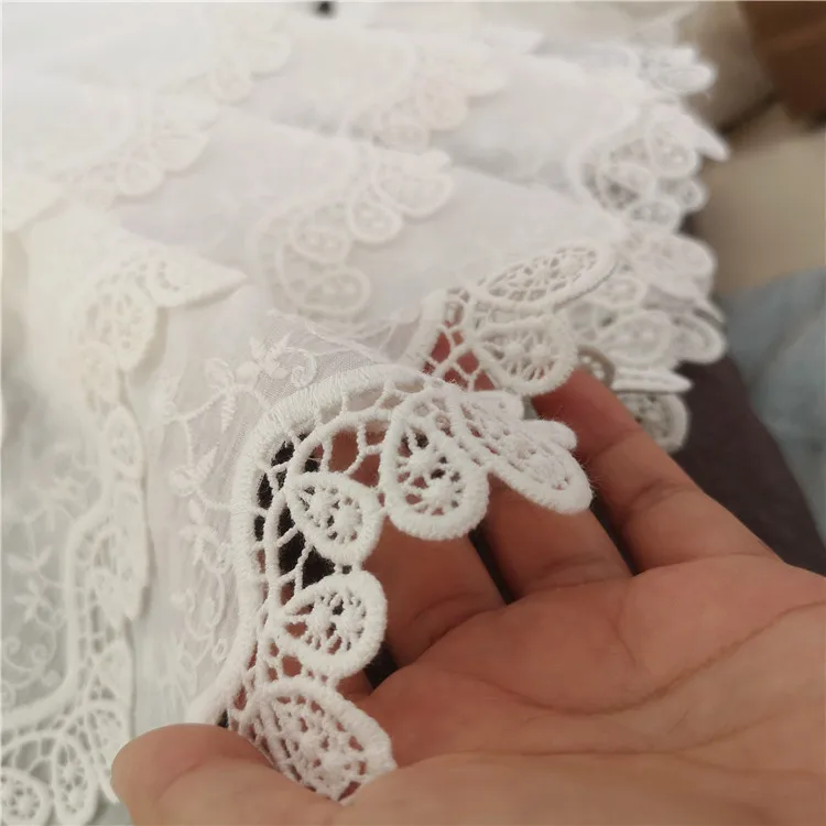 Lace fabric,lace garment accessories,lace sewing supplies,lace accessories,lace sewing accessories Three/Two Layer Embroidered Lace Trim 100% Cotton Cloth 36/23cm 3yards/lot