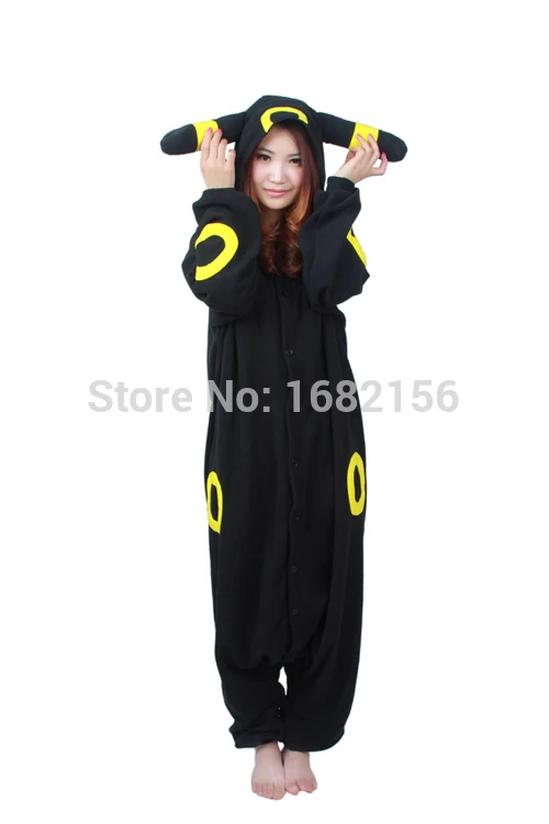

EIGHT UP Adult Anime Pokemon Kigurumi Onesie Cosplay Black Pikachu Umbreon Unisex Cartoon Pajamas Nightgown Party Clothing