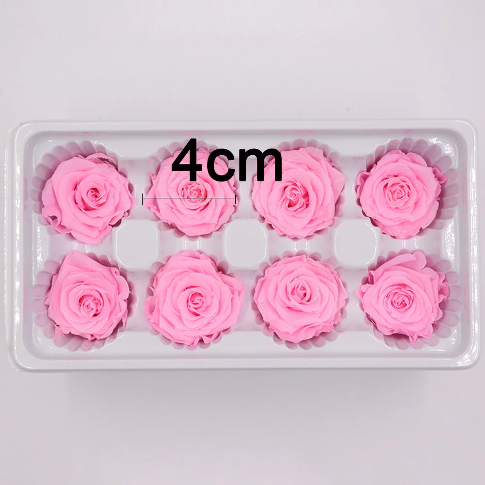 Ceny 1 pudełko wysokiej jakości zakonserwowane kwiaty kwiat nieśmiertelna róża 4CM średnica prezent na dzień matki wieczne życie kwiat materiał pudełko