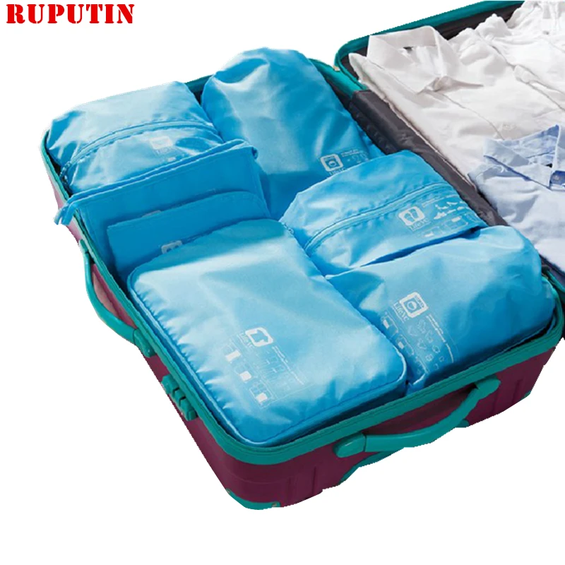 

RUPUTIN 7-Piece Set Travel Storage Clothes Underwear Organizer Packing Cube Bag Travel Makeup Bag Shoes Bag Travel Accessories