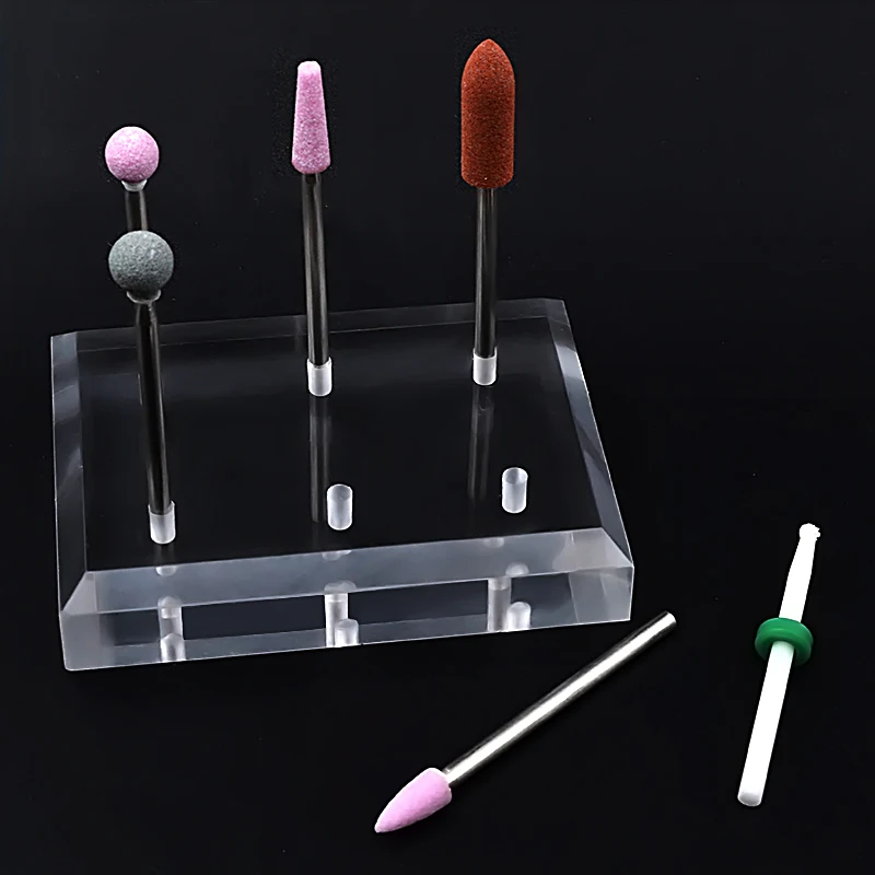 1 pcs Hot Transparent Acrylic Nail Drill Bit Holder Exhibition Stand