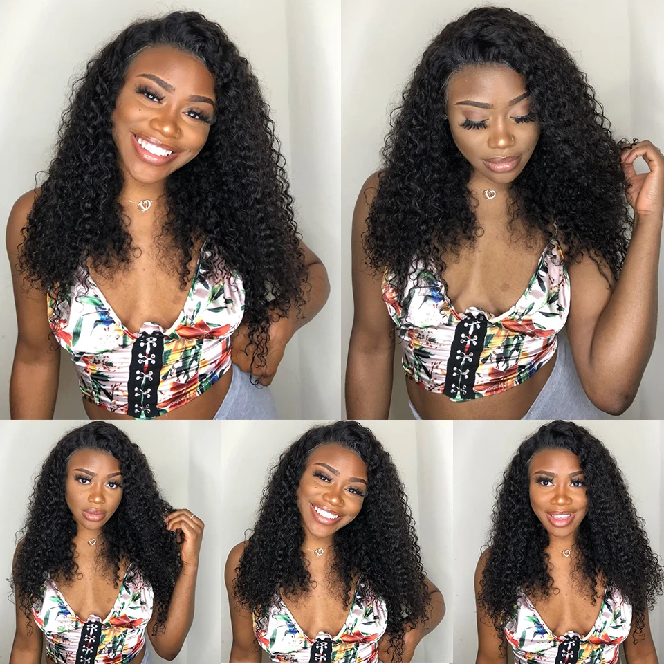 Brazilian Kinky Curly 13x4 Lace Front Human Hair Wigs For Women Remy Hair Pre-Plucked With Baby Hair Lace Front Human Hair Wigs