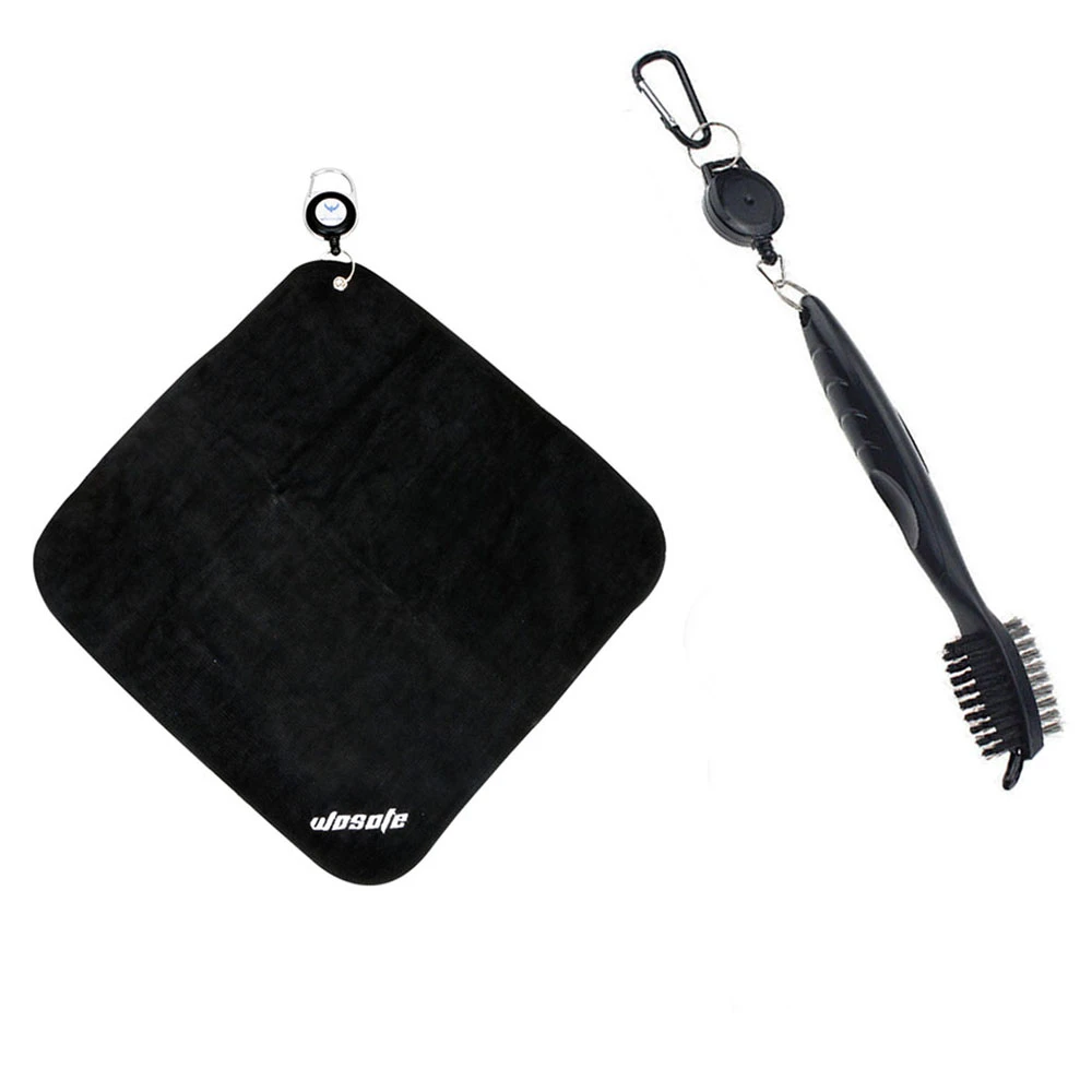 Golf Towel Brush tool Kit with Club Groove Cleaner, Retractable