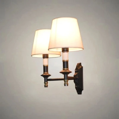 Cloth Lamps Shade Double Modern Wall Lamp American LED Wall Light Fixtures For Indoor Home Lighting Bedside Wall Sconce Lampara Cloth Lamps Shade Double Modern Wall Lamp American LED Wall Light Fixtures For Indoor Home Lighting Bedside Wall Sconce Lampara