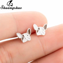 Boucles d'oreilles bouledogue français en émail, bijoux pour filles, Animal, Terrier, chien, Animal de compagnie