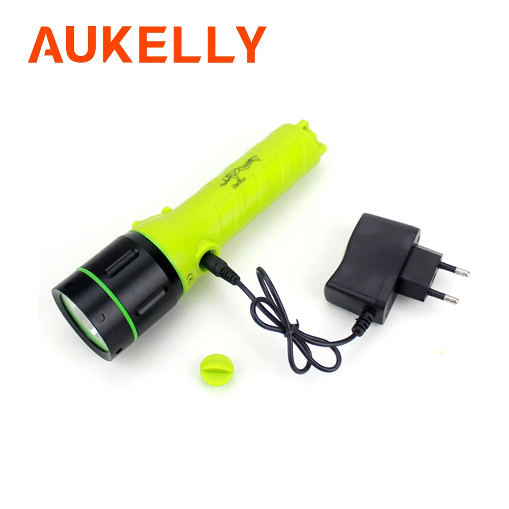 

Aukelly Professional Aluminum Diving flashlight LED Underwater Linternas Waterproof Rechargeable 6000LM scuba Dive Lamp Torch