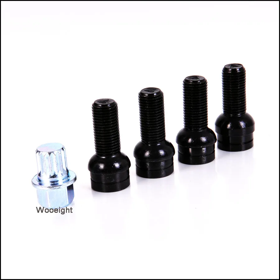 5PcsSet Black Car Accessories Anti-Theft Wheel Screw Bolt Lock Nut Key Adapter For Audi A4 A6 A8 Skoda Golf (2)